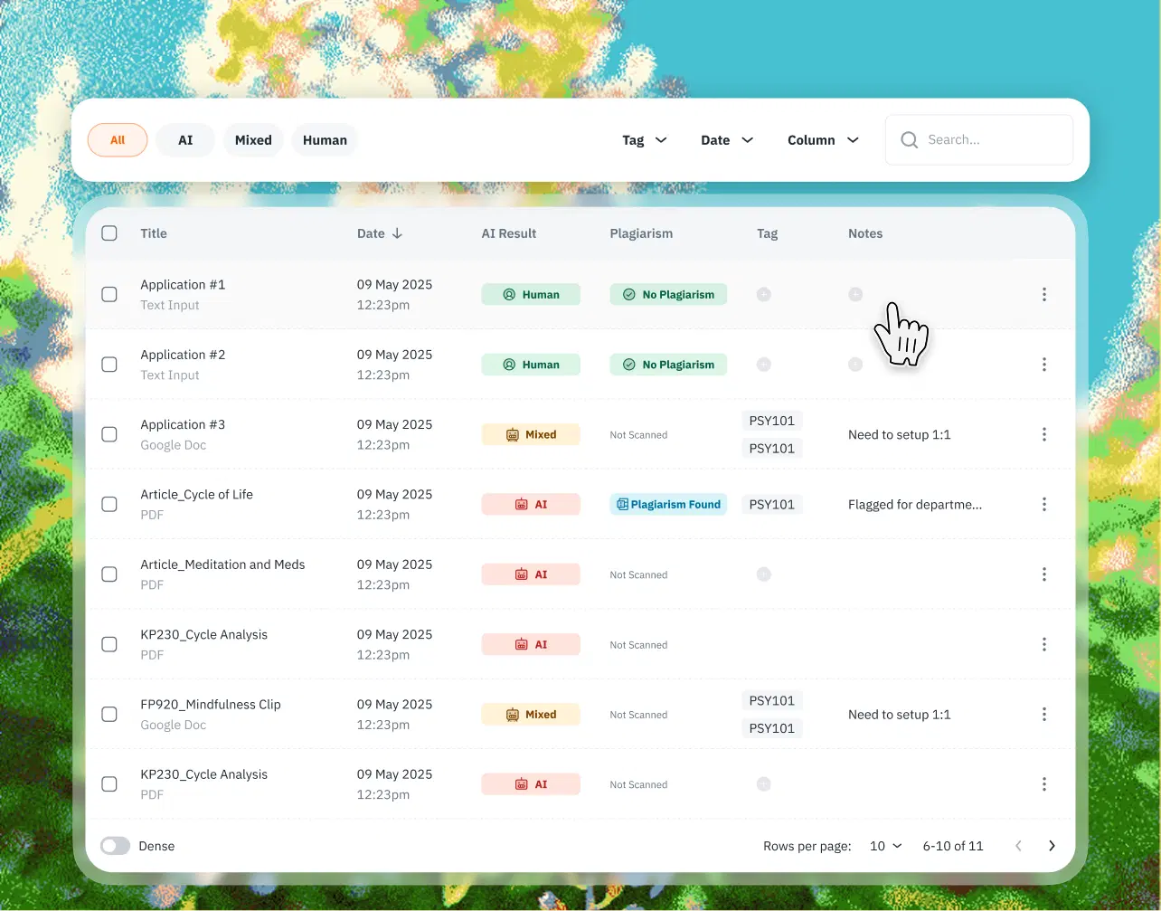 A photo of the Pangram UI