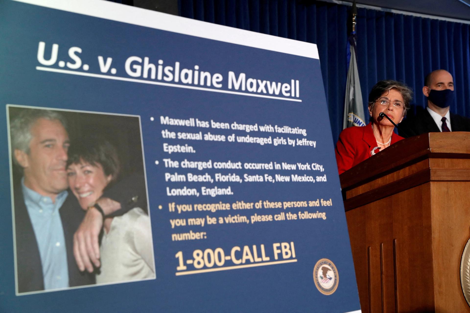 The DOJ’s announcement of its charges against Maxwell in 2020.