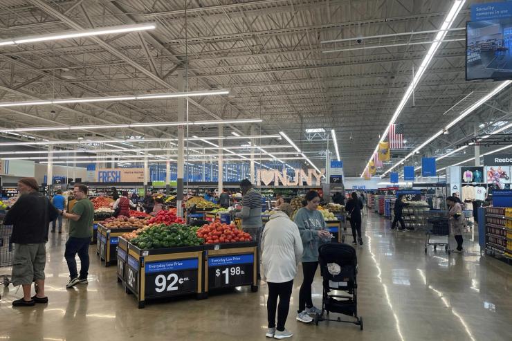 Shoppers browse a Walmart Supercenter.