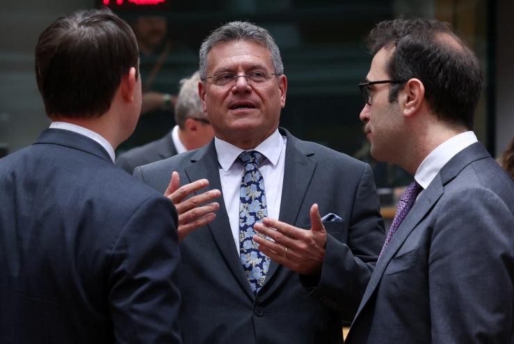 Spanish Minister of Economy, Trade and Business Carlos Cuerpo and European Commissioner for Trade Maros Sefcovic.