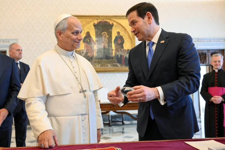 US Secretary of State Marco Rubio speaks with Pope Leo XIV