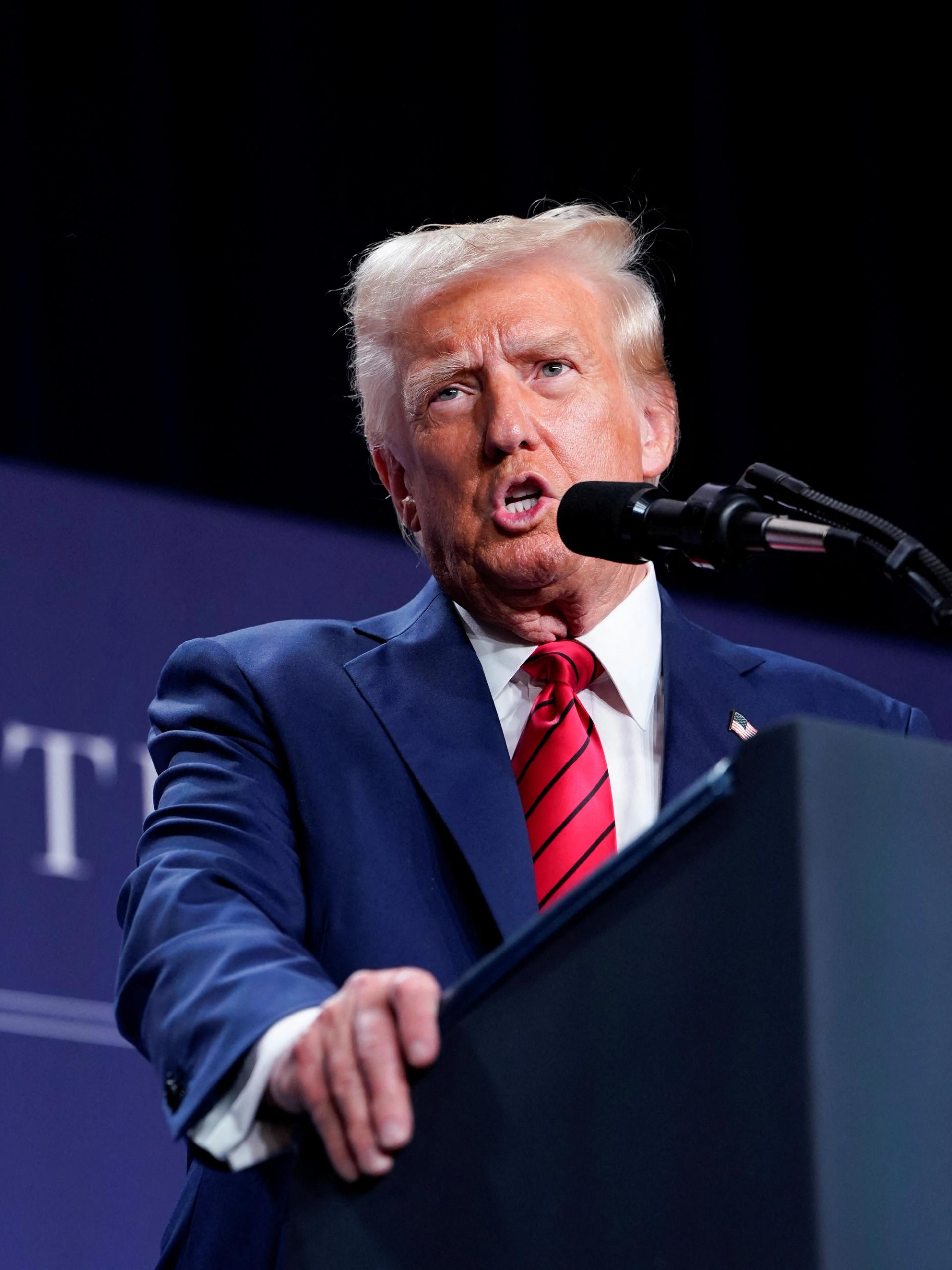 Donald Trump speaks during a House Republican members conference in Miami, Florida