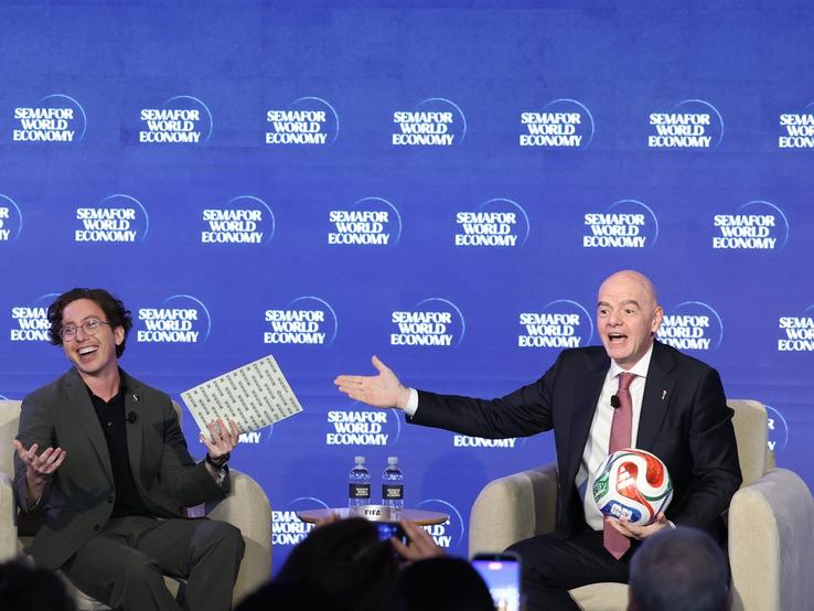 Gianni Infantino appears on stage at Semafor World Economy 2026