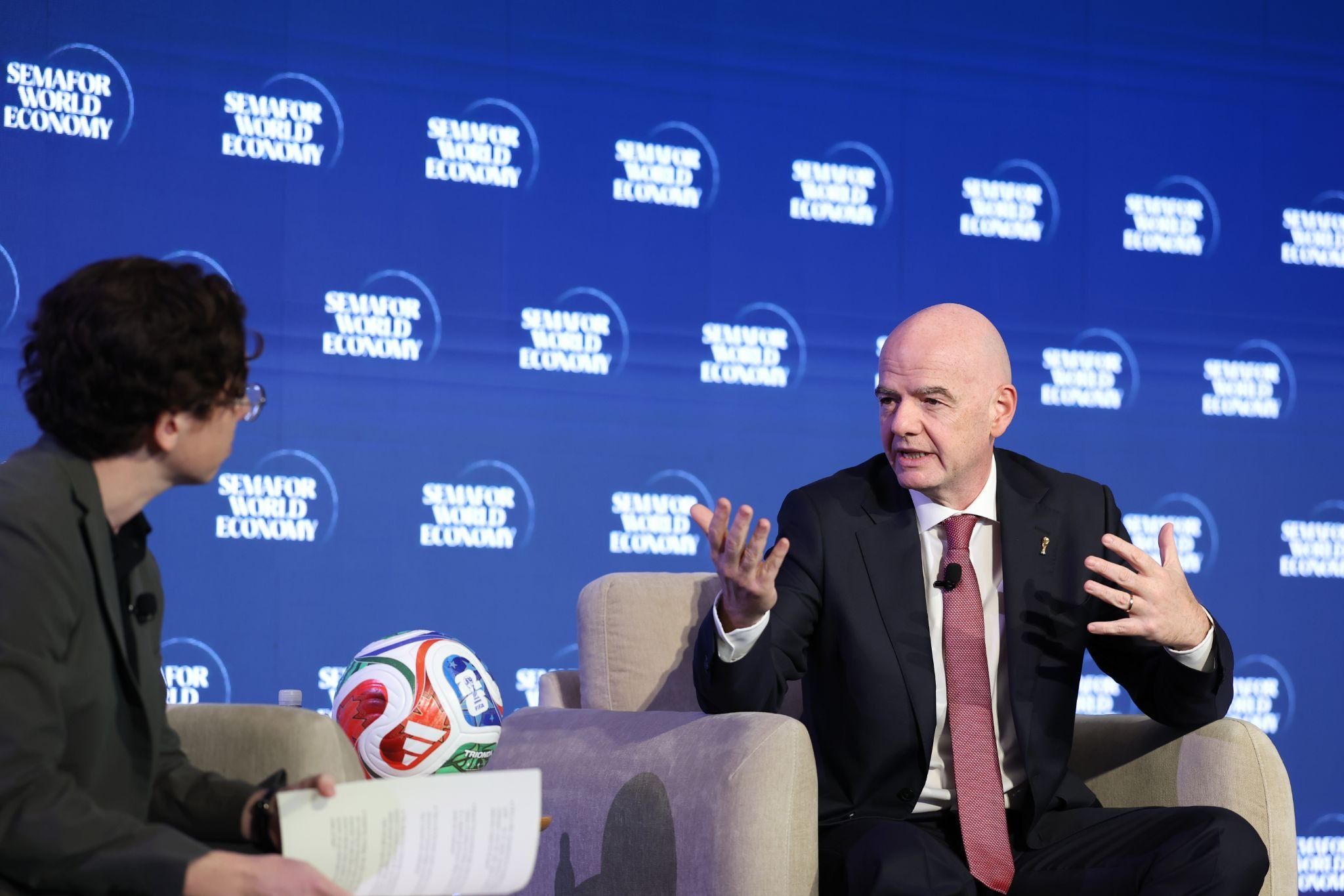 FIFA President Gianni Infantino speaks at Semafor World Economy