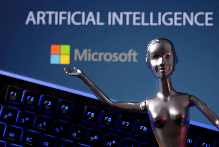 Microsoft logo and the words ‘artificial intelligence’