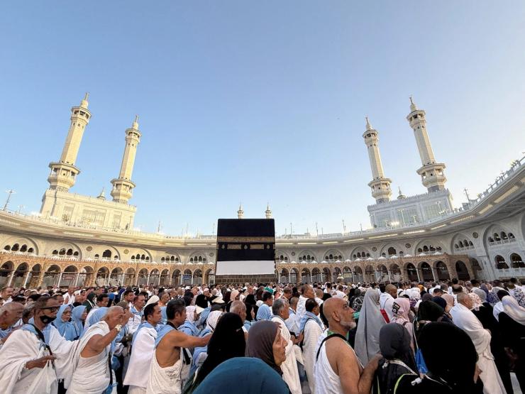 Muslim pilgrims circle the Kaaba and pray at the Grand Mosque, ahead of the annual hajj pilgrimage.