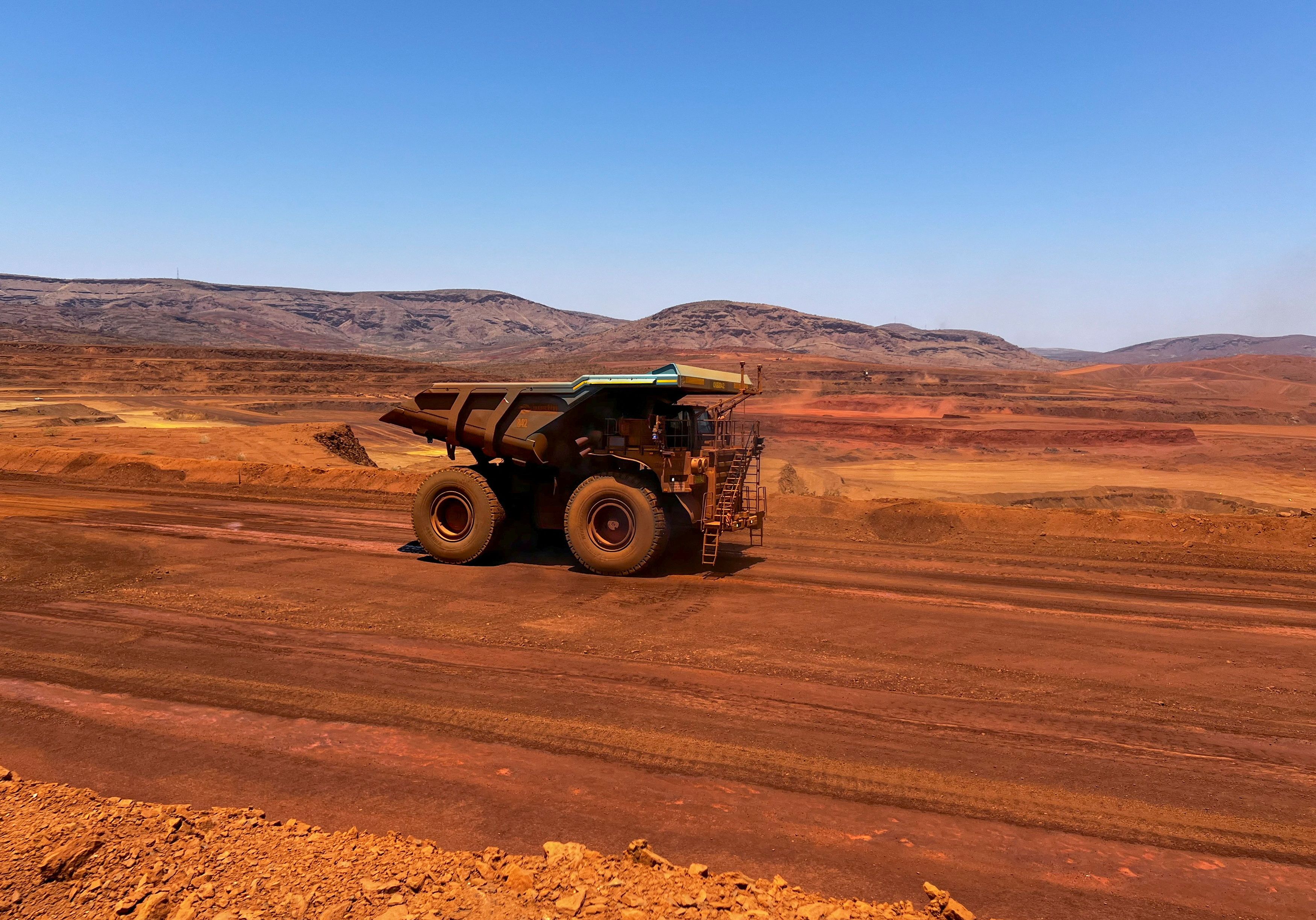 A self-driving dump truck at Rio Tinto’s mine in Pilbara
