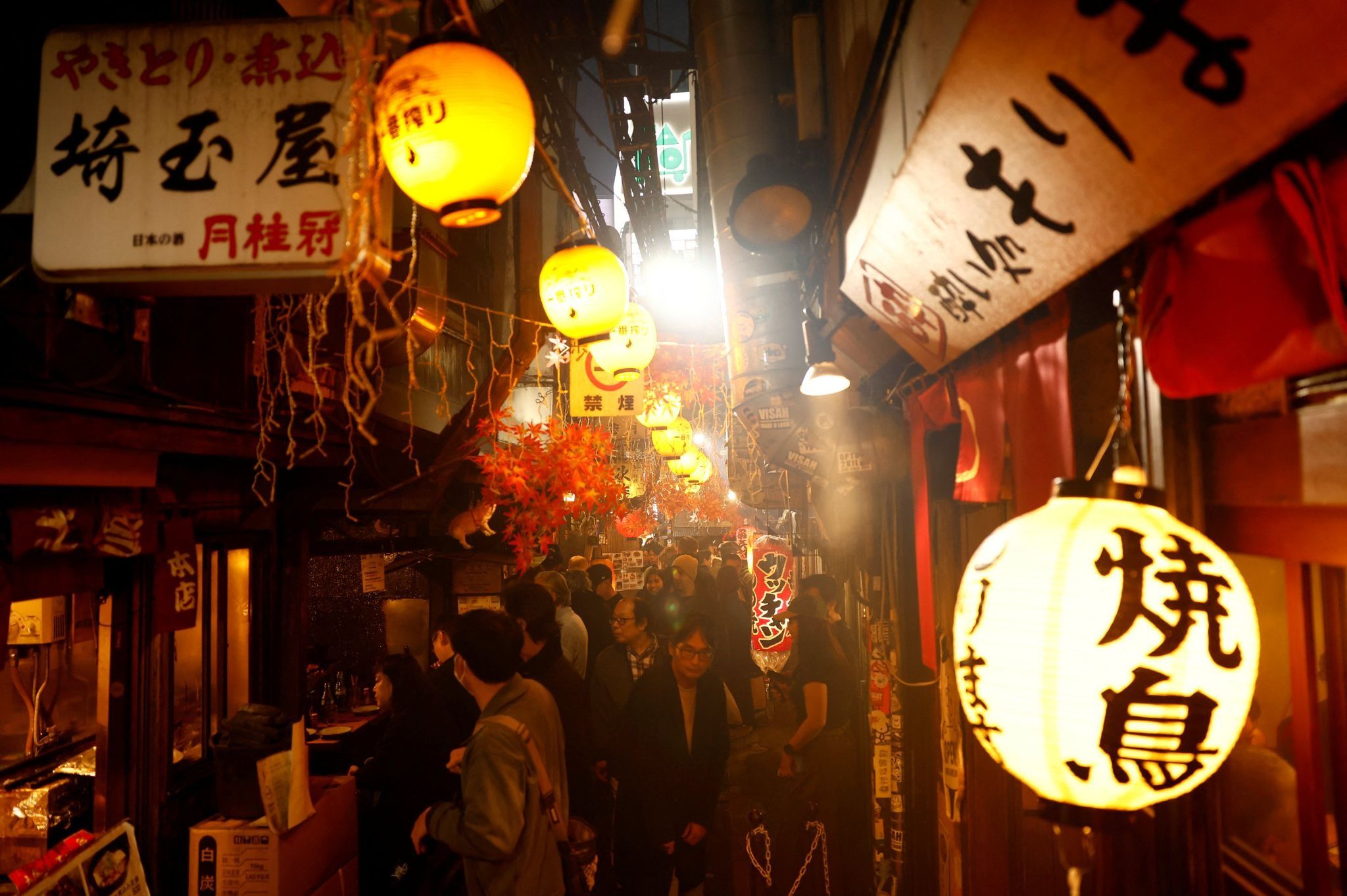 Japanese Izakaya pub alley called Omoide Yokocho in Shinjuku, Tokyo.