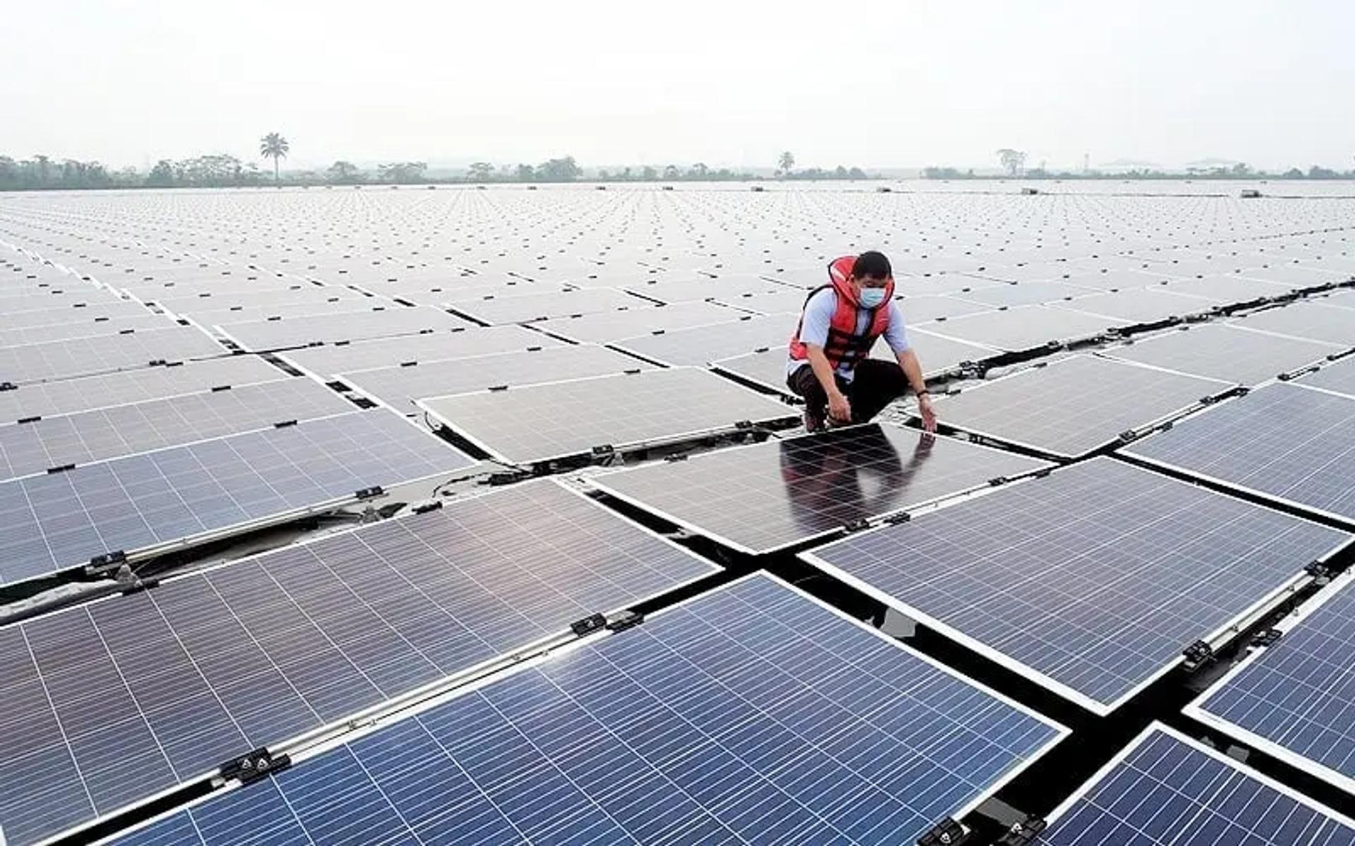 A floating solar farm.