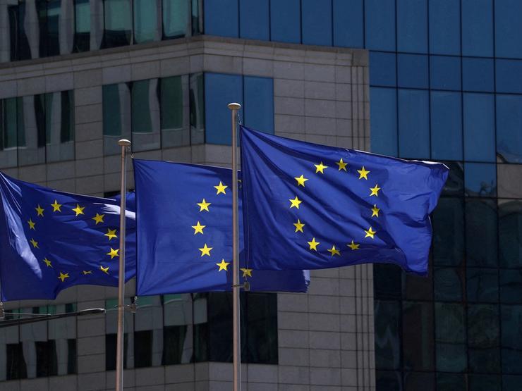European Union flags.