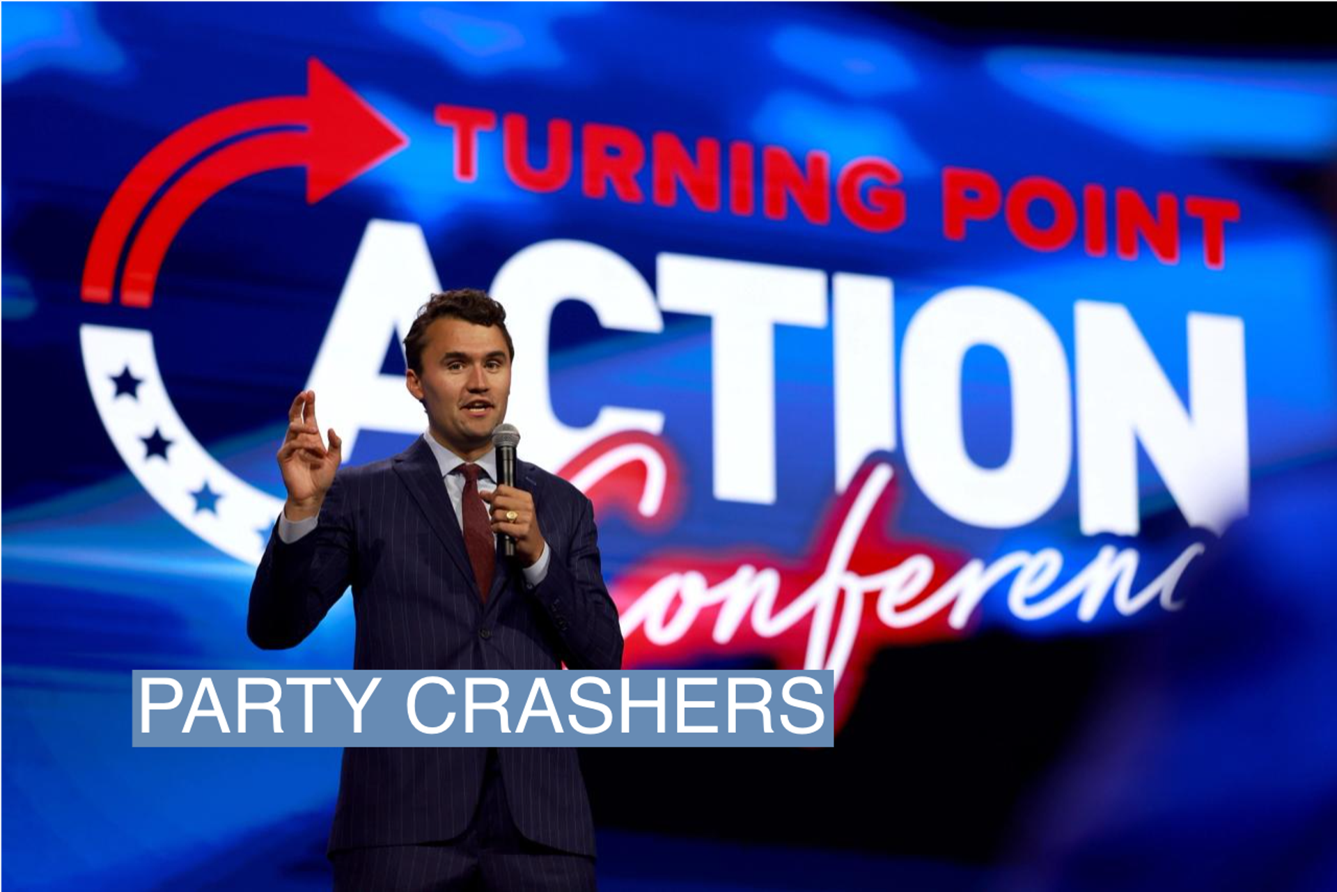Founder and executive director of Turning Point USA Charlie Kirk speaks at the opening of the Turning Point Action conference on July 15, 2023, in West Palm Beach, Florida. 