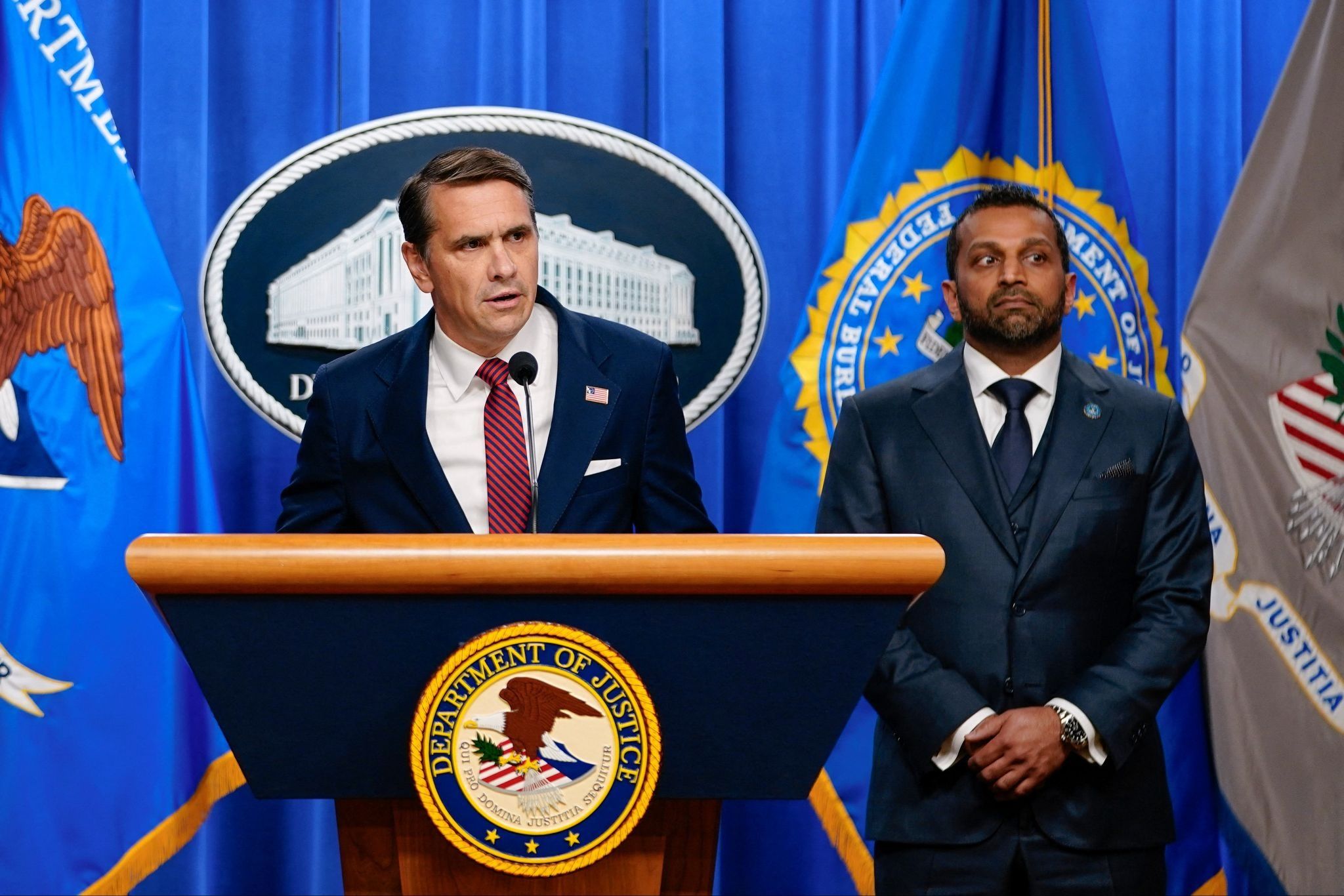 US Attorney General Todd Blanche and FBI Director Kash Patel. 