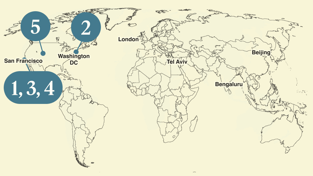 A numbered map of the world.