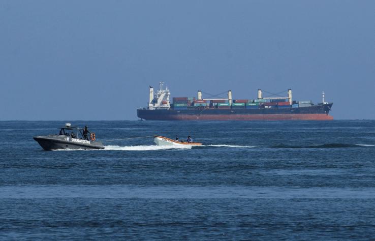 A coast guard boat of the Venezuelan Navy operates off the Caribbean coast.