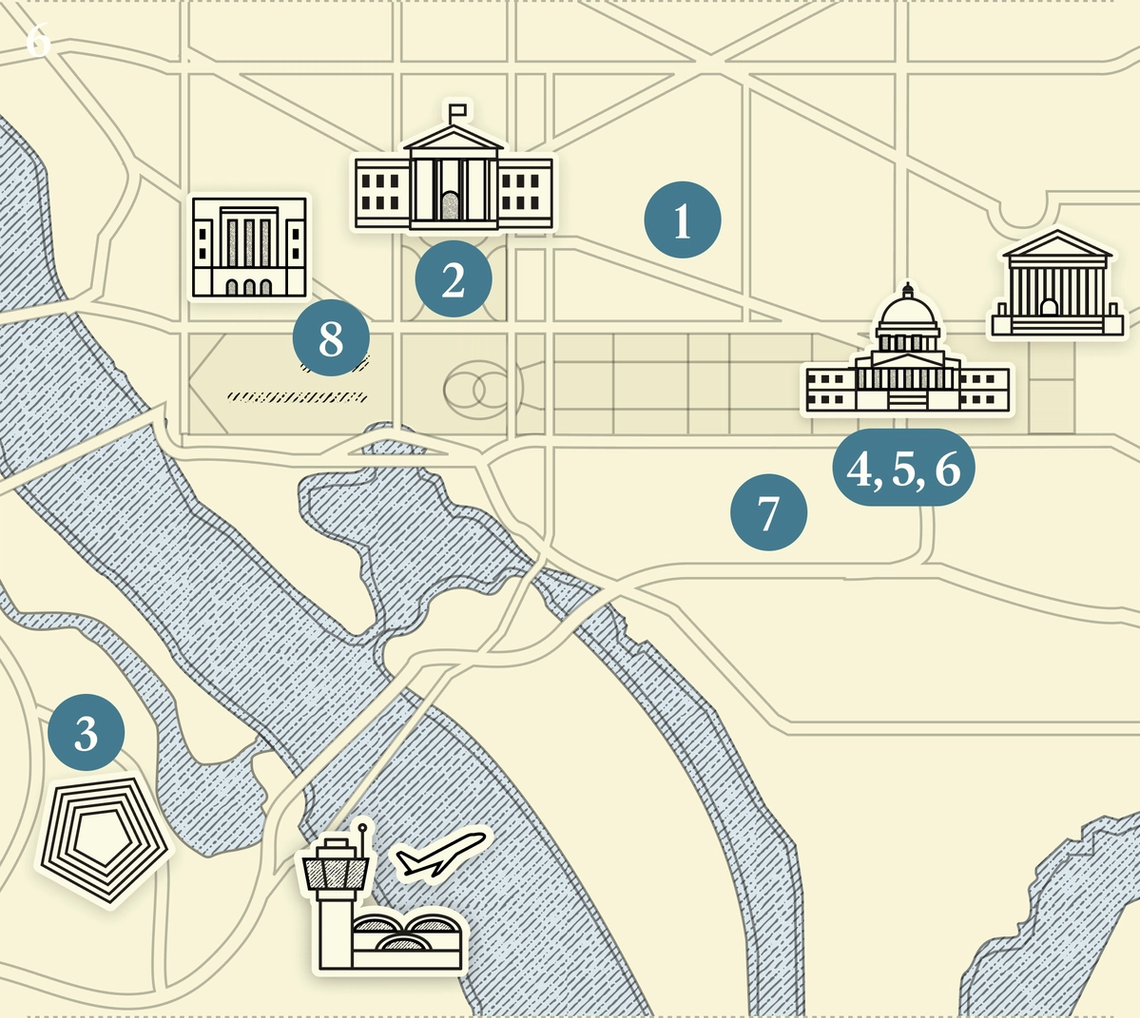 A numbered map of DC.