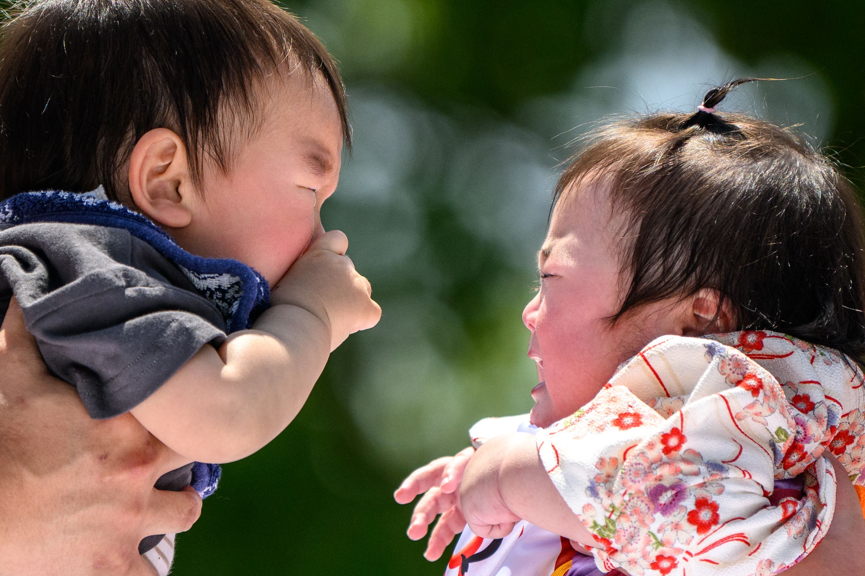 Two crying babies in Japan.