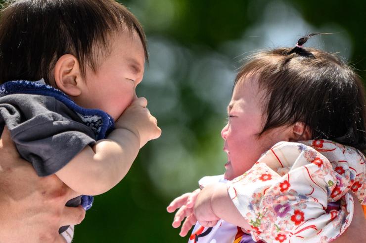 Two crying babies in Japan.