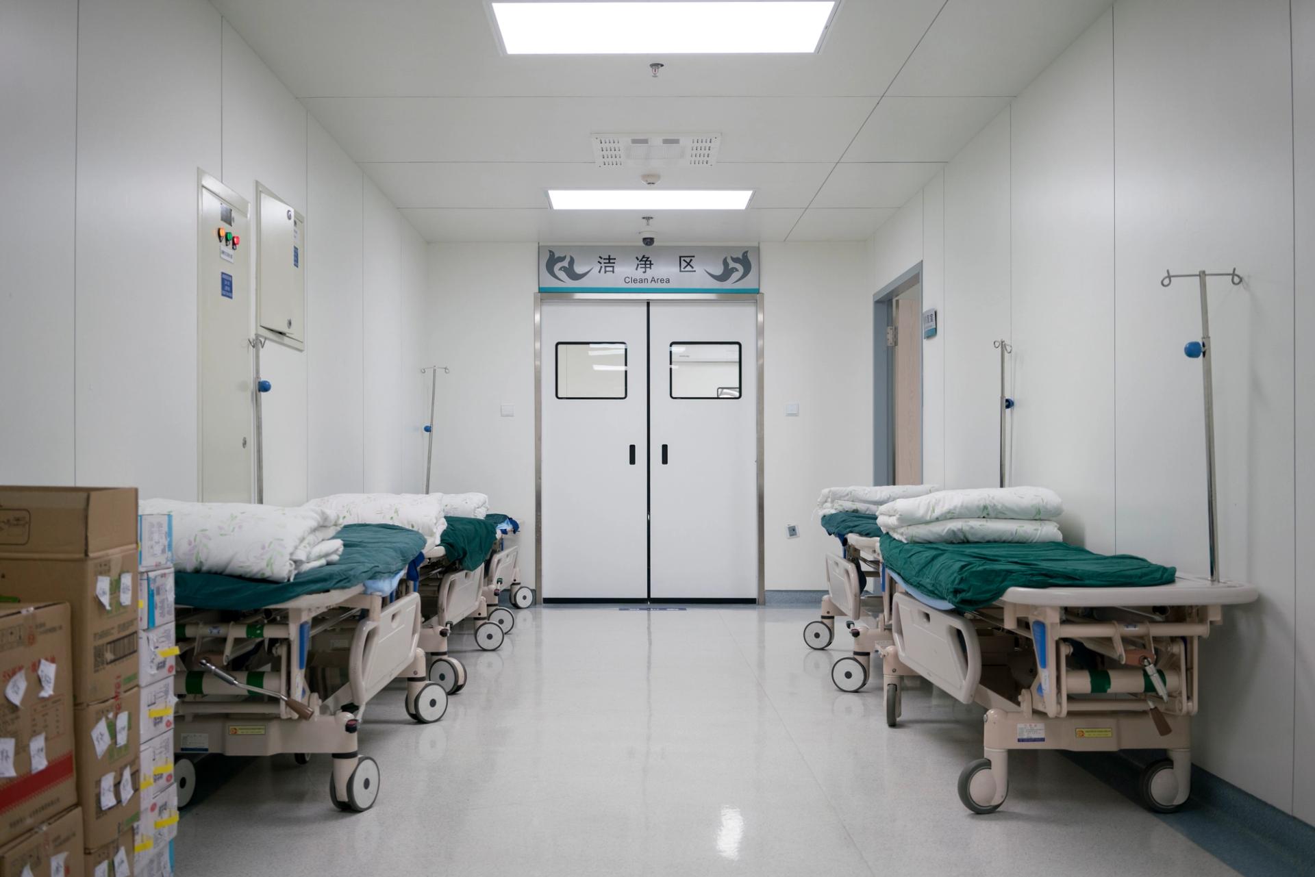 A corridor in the surgery department of the Beijing Friendship Hospital. 