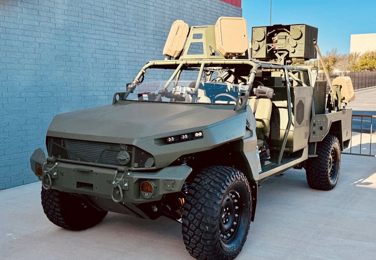 A US Army truck outfitted with laser weapons. 