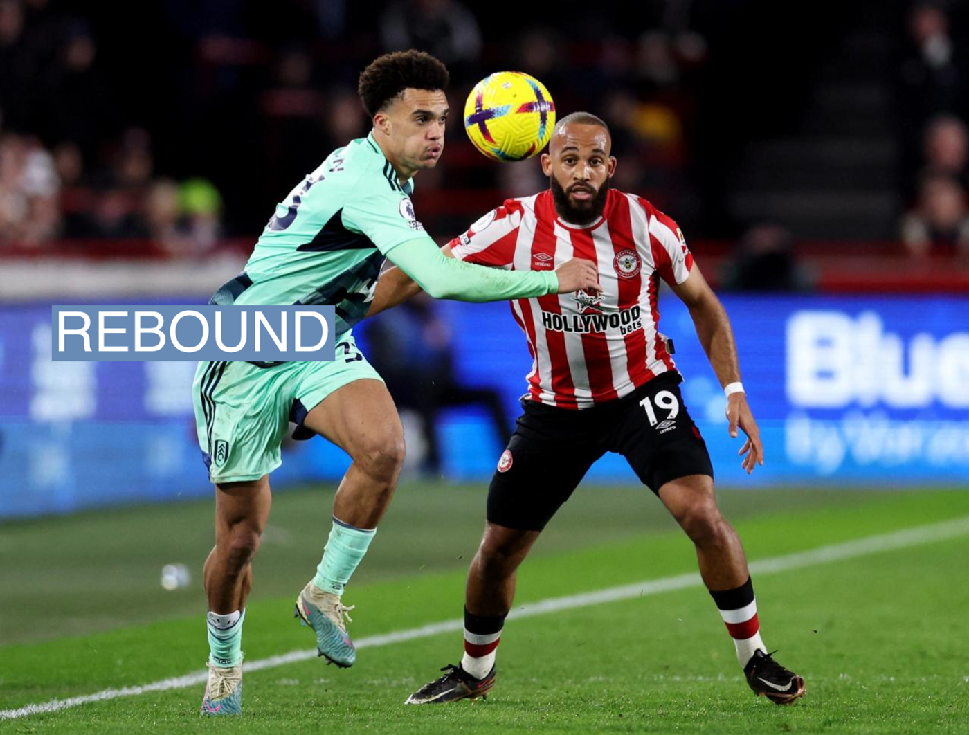 Fulham's Antonee Robinson in action with Brentford's Bryan Mbeumo REUTERS/David Klein