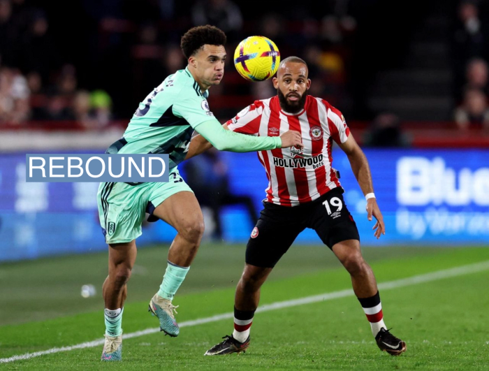 Fulham's Antonee Robinson in action with Brentford's Bryan Mbeumo REUTERS/David Klein