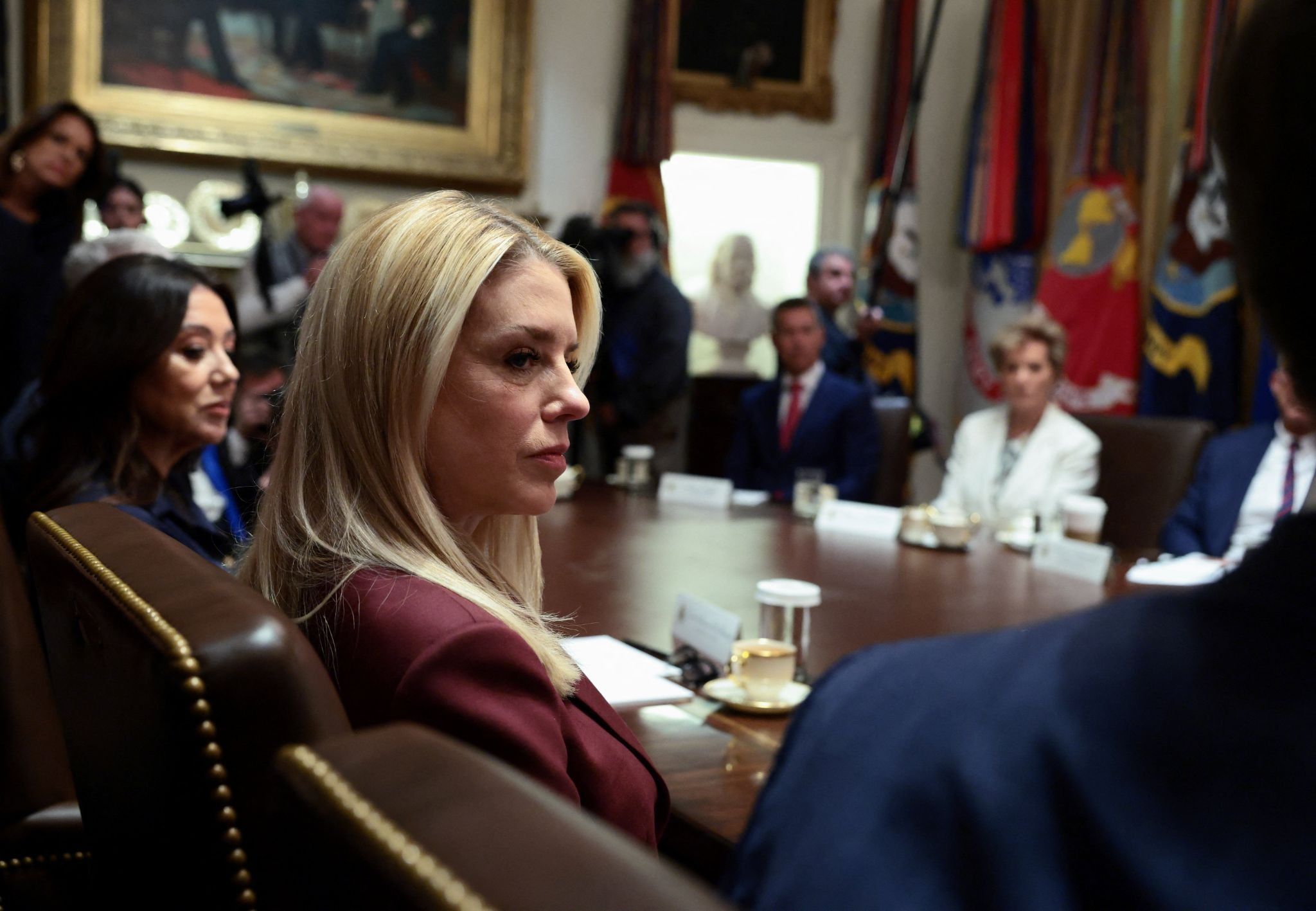 Pam Bondi attends a Cabinet meeting at the White House