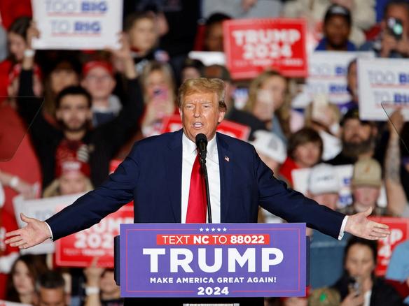 Republican presidential candidate and former U.S. President Donald Trump speaks at a rally in Greensboro, North Carolina, U.S., March 2, 2024. 