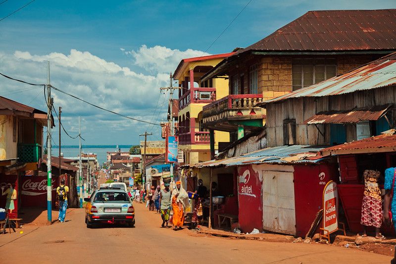A street in Freetown, Sierra Leone.
