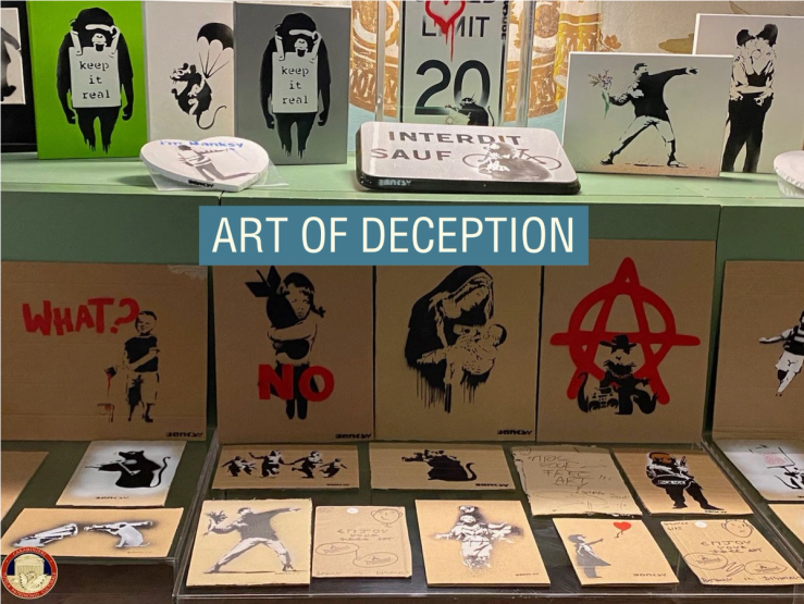Modern and contemporary fake artworksare displayed following an Italian Carabinieri operation against a large-scale pan-European forgery network