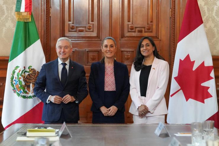 Mexico’s President Claudia Sheinbaum, Canada’s Finance Minister Francois-Philippe Champagne and Canada’s Foreign Minister Anita Anand.