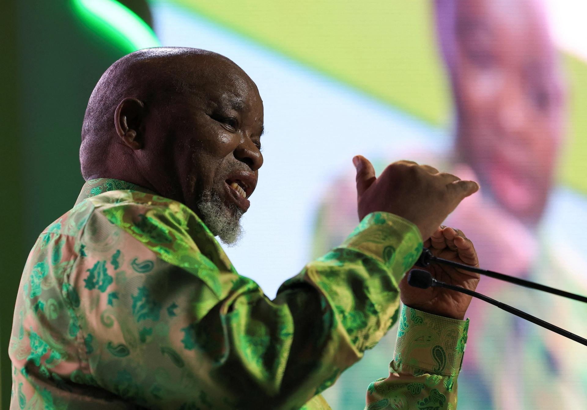 South African Minister of Mineral Resources and Energy, Gwede Mantashe, speaks at the Investing in African Mining Indaba in Cape Town.