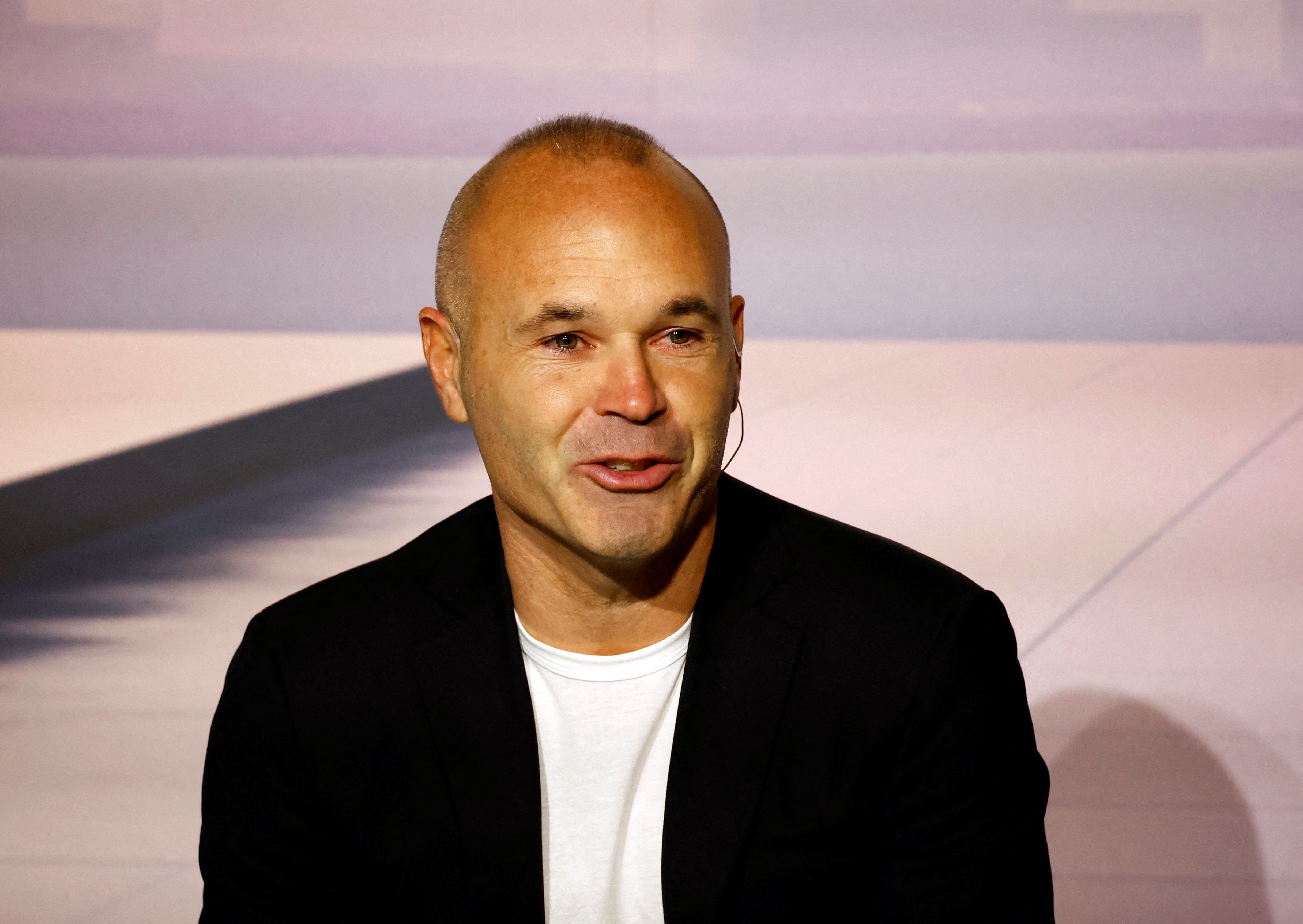Spain footballer Andres Iniesta during a press conference.