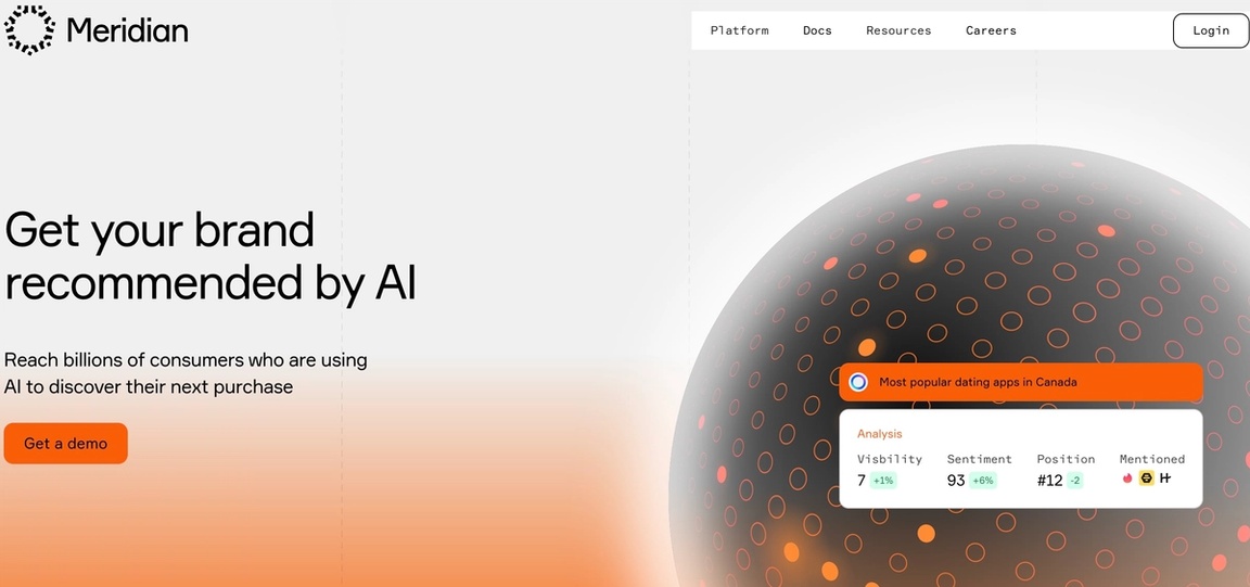 A screenshot of the website Meridian.