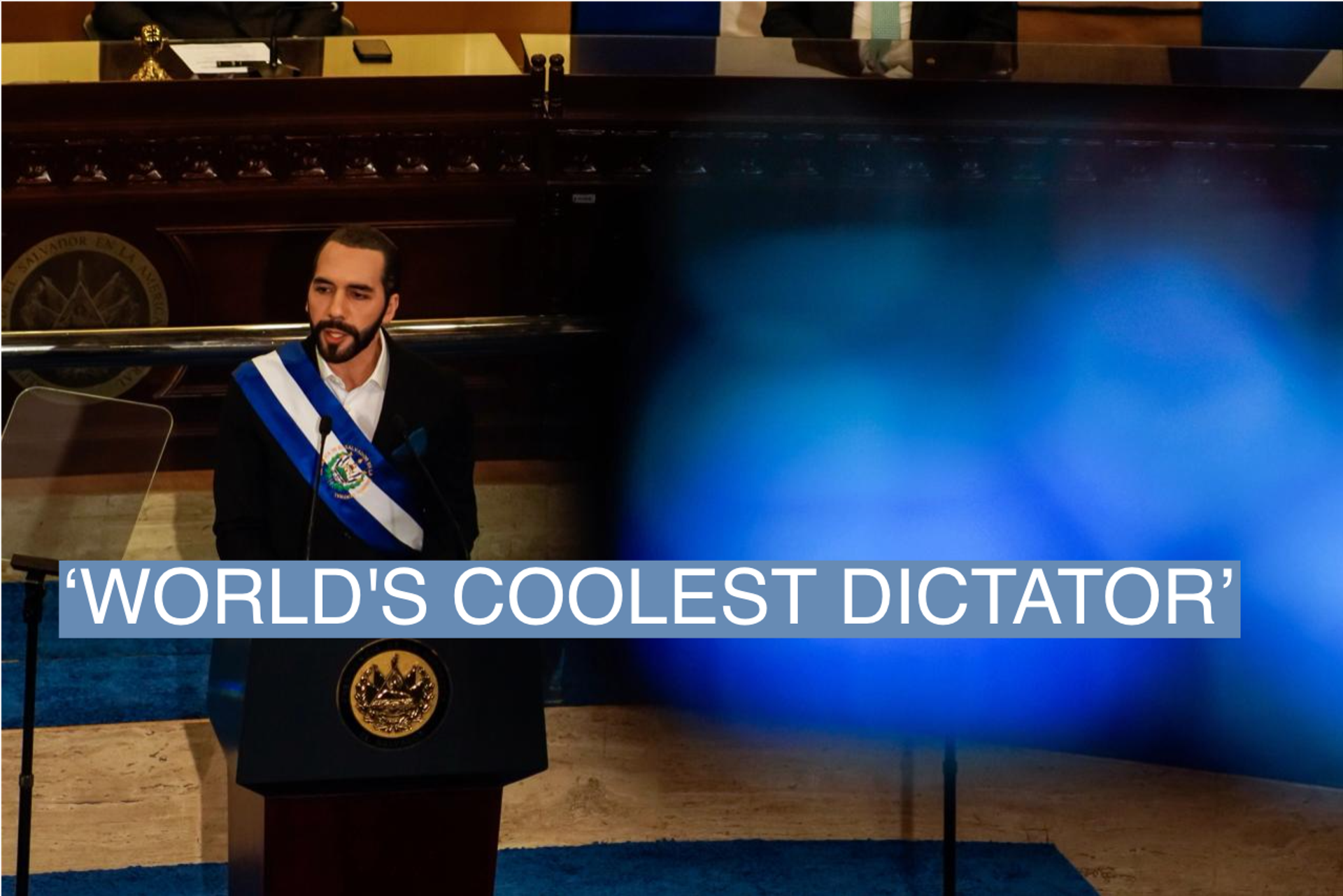 Salvadoran President Nayib Bukele speaks during a report to the nation for the 4th year of the current presidential administration in the plenary session at the Legislative Assembly on June 1, 2023 in San Salvador, El Salvador.