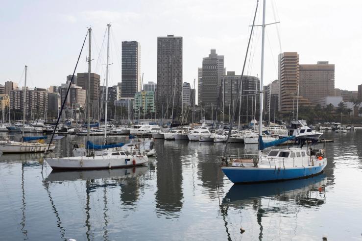 Yachts break the city skyline ahead of the G20 finance meeting in Durban.