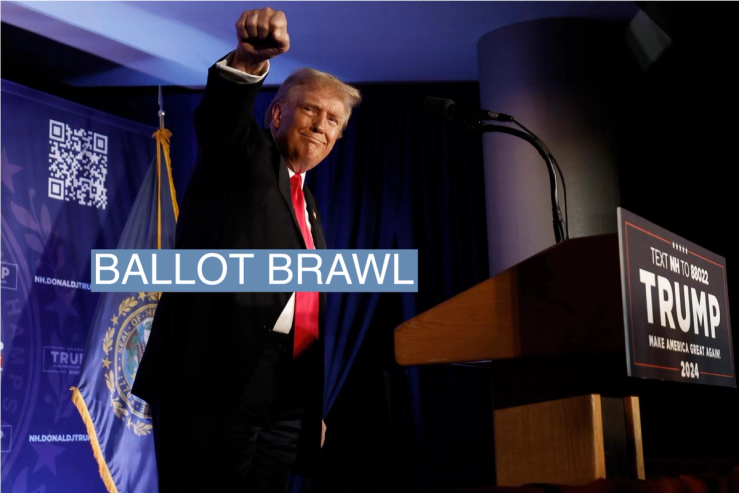 Republican presidential candidate and former U.S. President Donald Trump talks to supporters during a campaign rally at the Sheraton Portsmouth Harborside Hotel on Jan. 17 in Portsmouth, N.H.