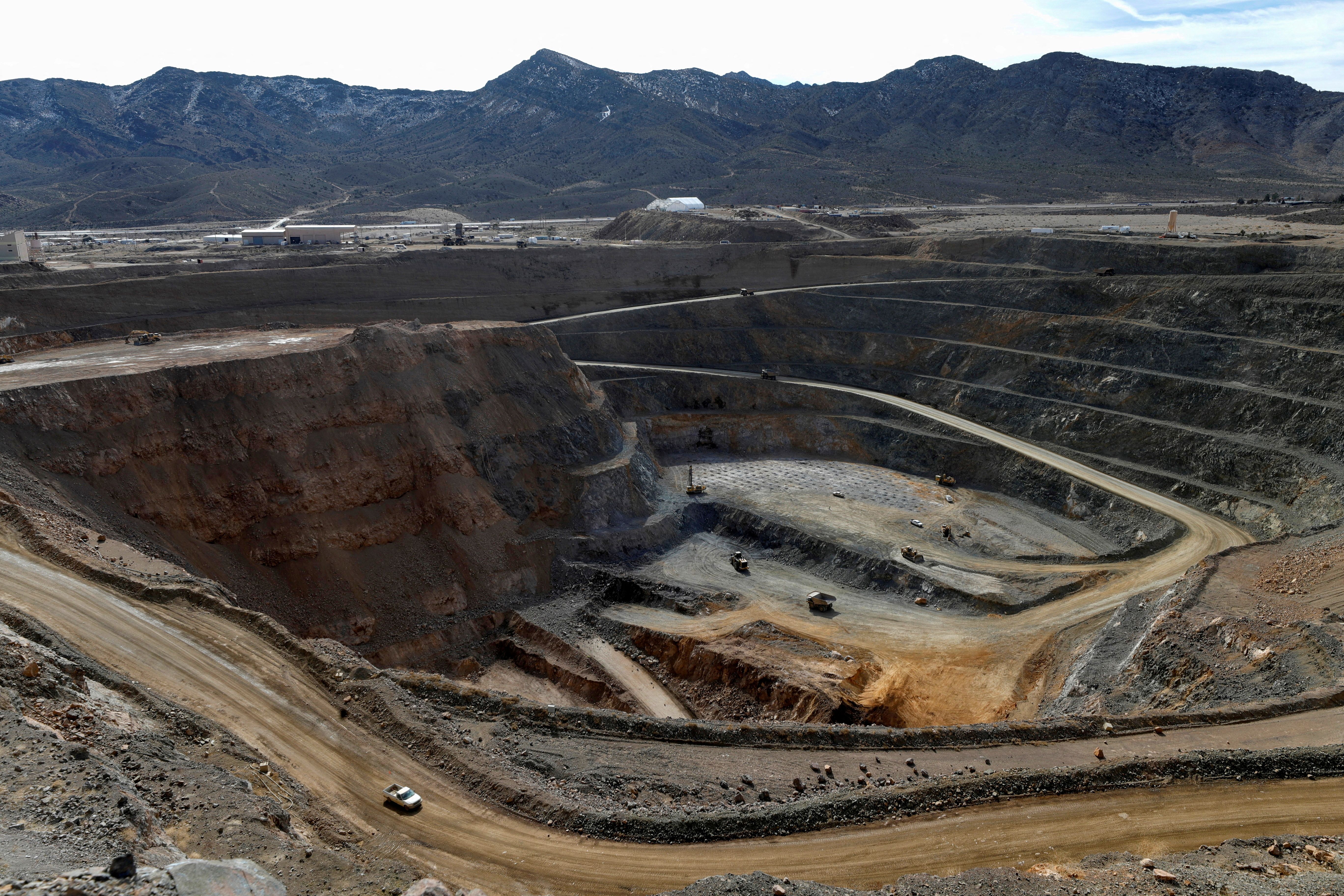 A view of the MP Materials rare earth open-pit mine in Mountain Pass, California