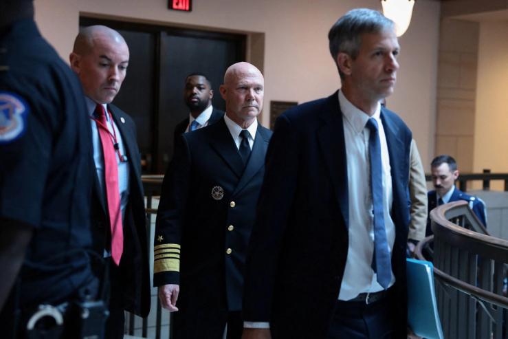 U.S. Navy Admiral Bradley attends classified briefing on U.S. strikes against Venezuelan boats suspected of smuggling drugs