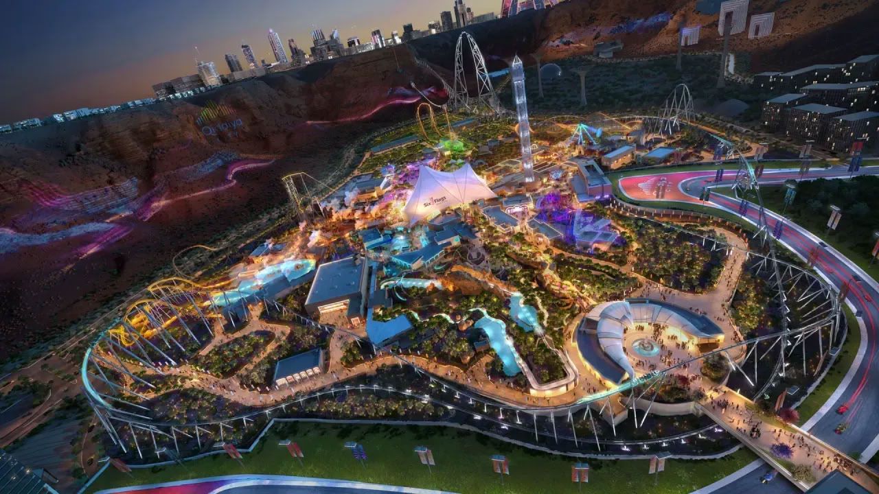 A render of Six Flags Qiddiya City.