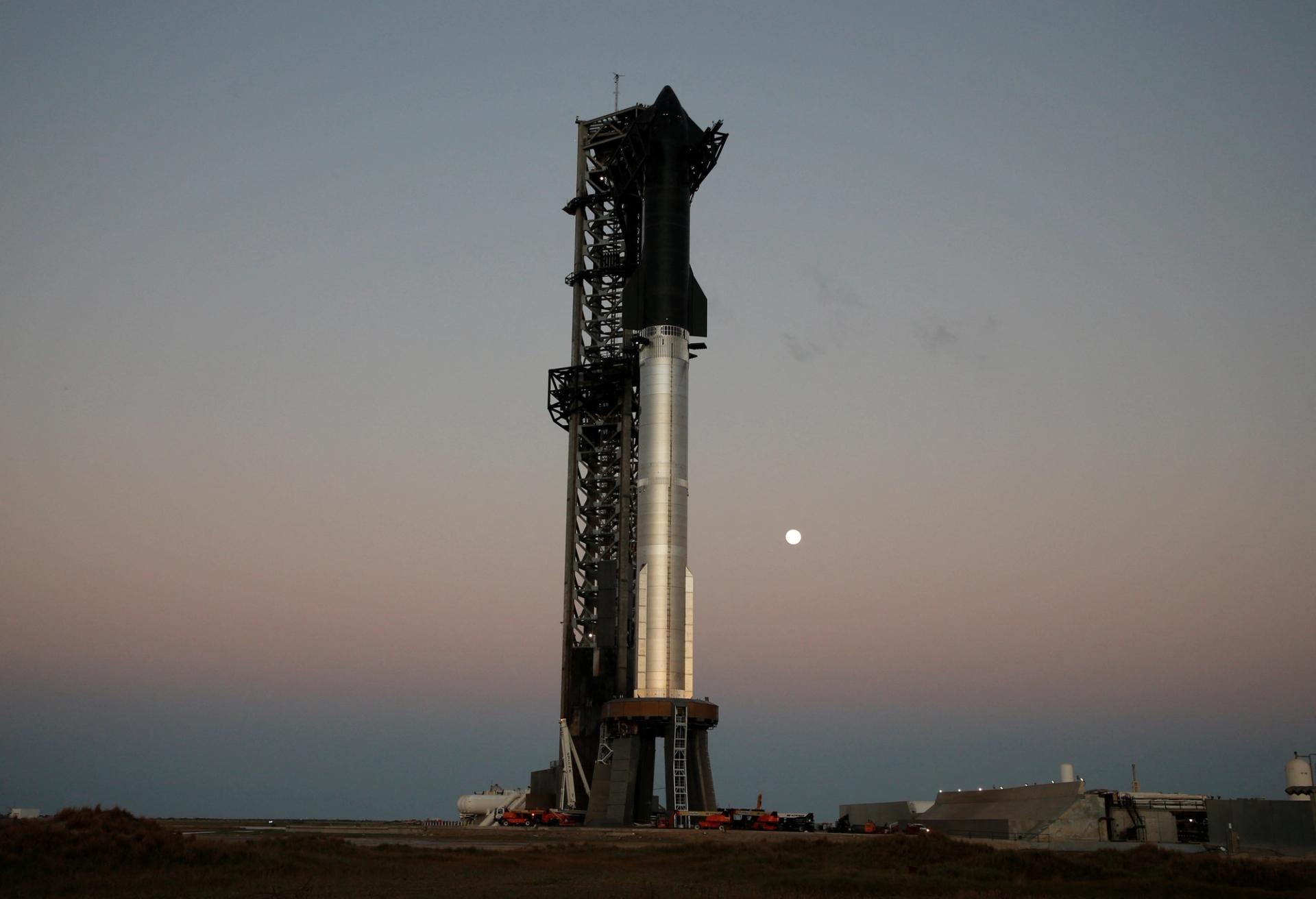 SpaceX Starship at the launch pad.