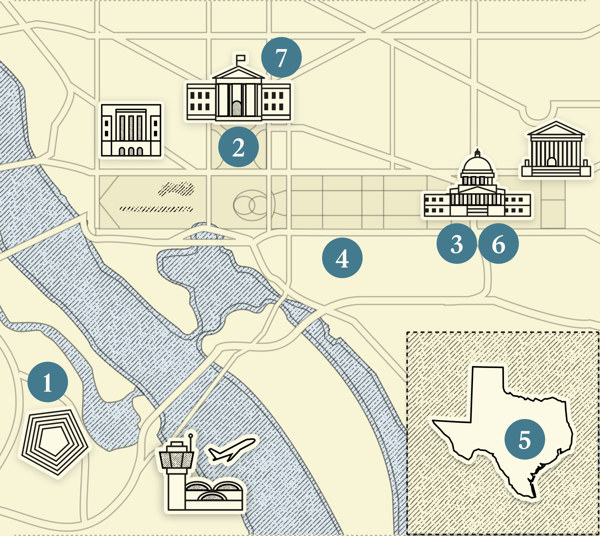 A numbered map of DC.