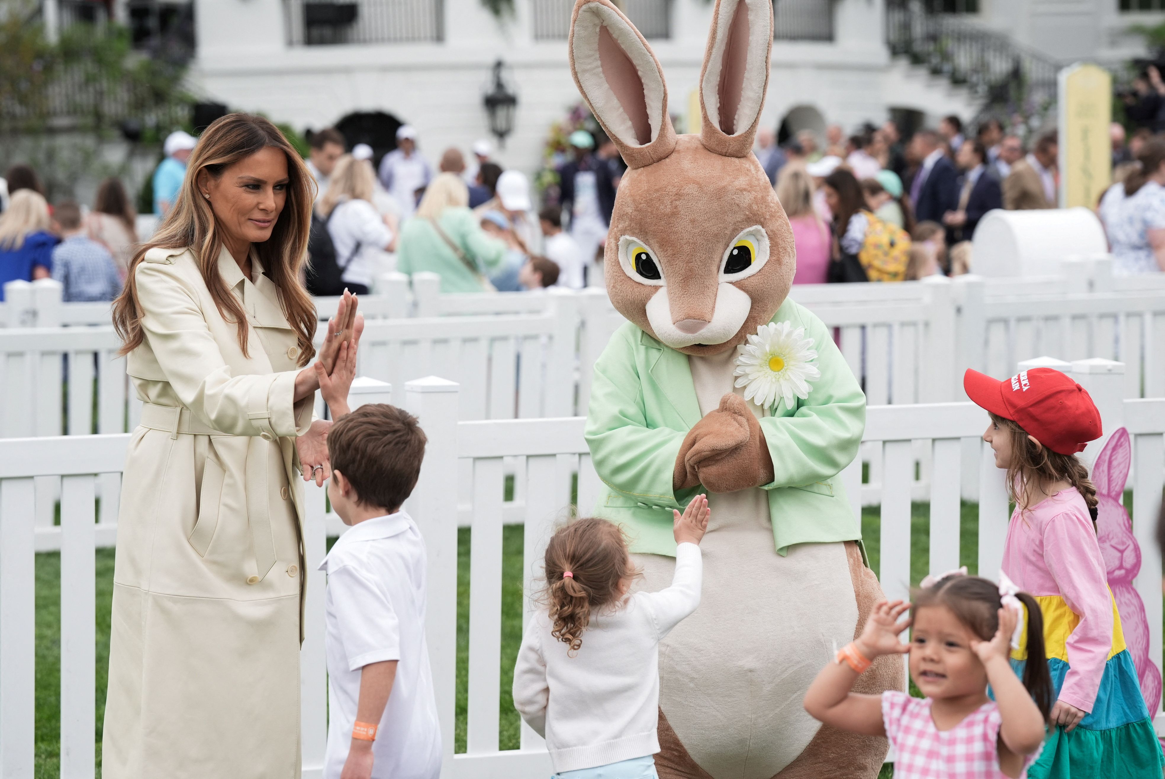 Melania Trump and an Easter bunny 