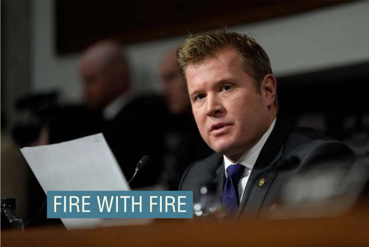Sen. Tim Sheehy, R-Mont., delivers remarks during a Senate Armed Services committee hearing in January 2025.