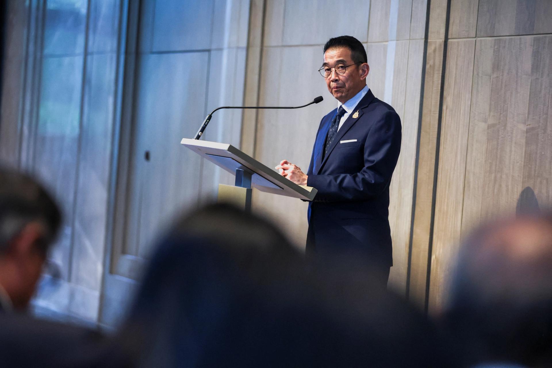 Thailand’s Foreign Minister Maris Sangiampongsa looks on during a press conference over the Myanmar talks on December 19th.