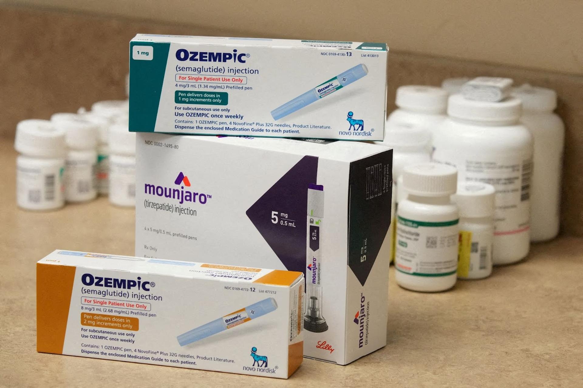 Ozempic and Mounjaro products.