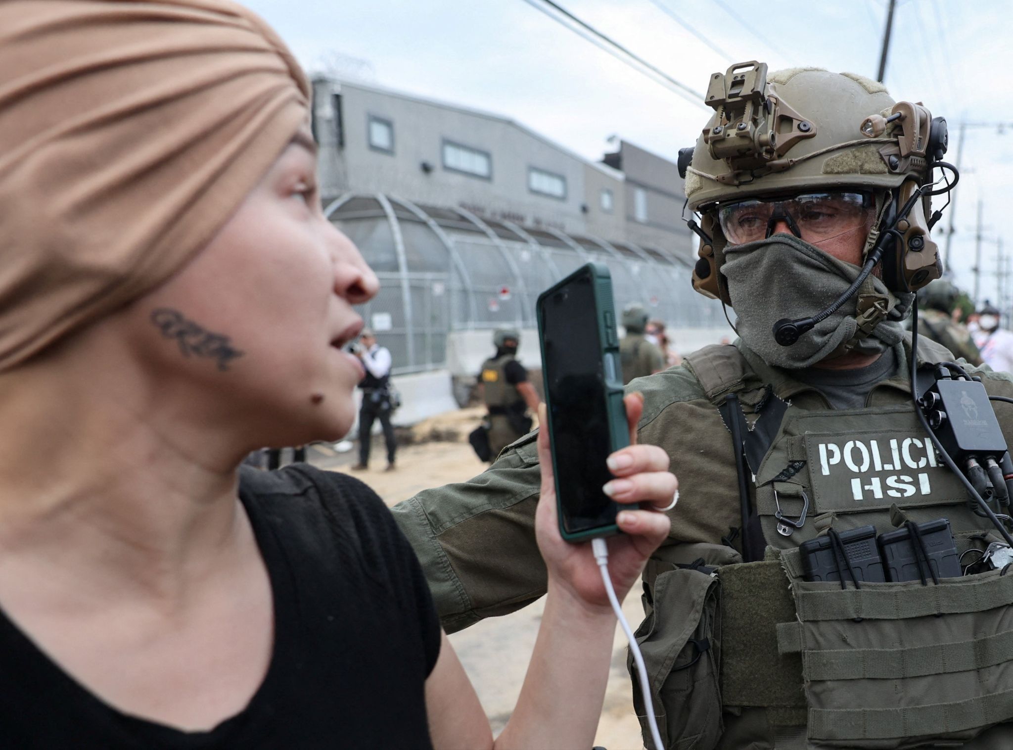 Protester confronts HSI agent