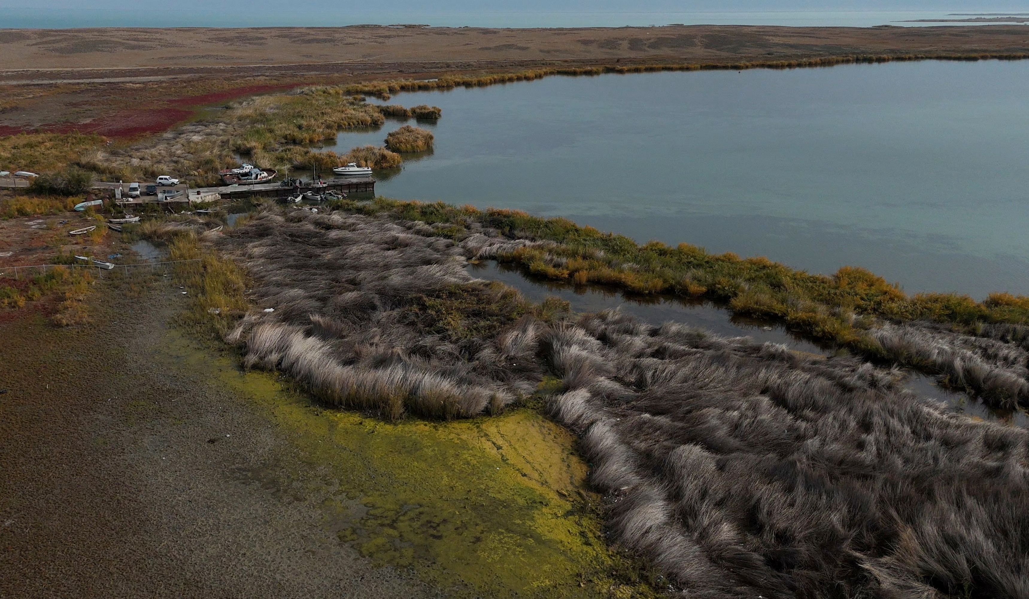 The shore of Lake Balkhash on the day of the referendum on the construction of a nuclear power plant, in the Almaty Region, Kazakhstan