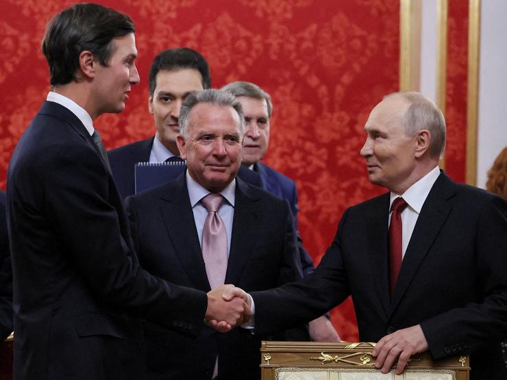 Jared Kushner, US Special Envoy Steve Witkoff, and Russian President Vladimir Putin
