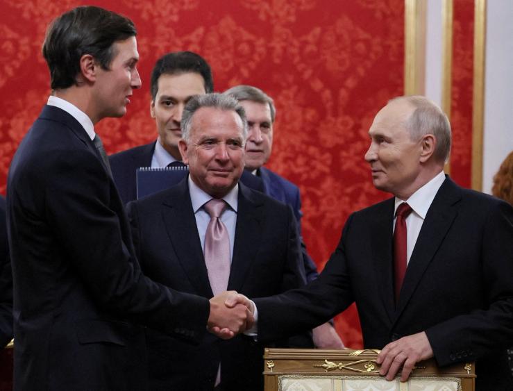 Jared Kushner, US Special Envoy Steve Witkoff, and Russian President Vladimir Putin