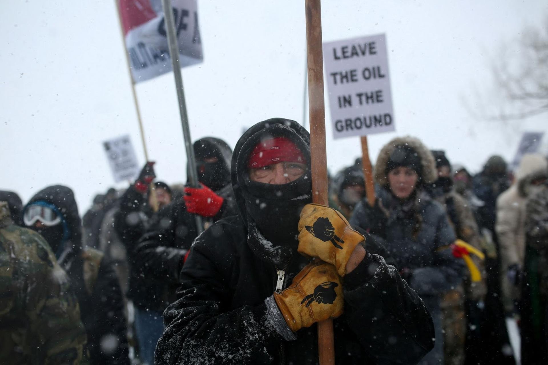 Protesters at the site in North Dakota